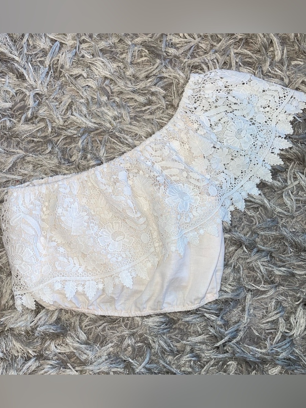 Miguelina White Crochet Off-Shoulder Crop Top
